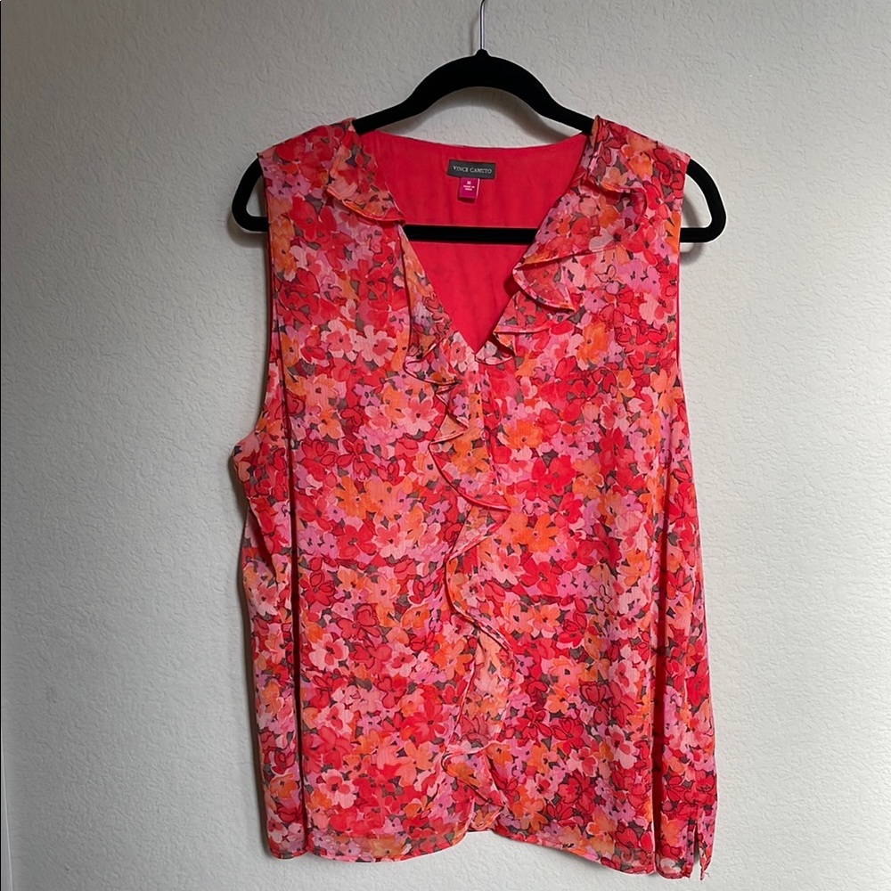 Vince Camuto Floral Sleeveless Top - Red and Pink